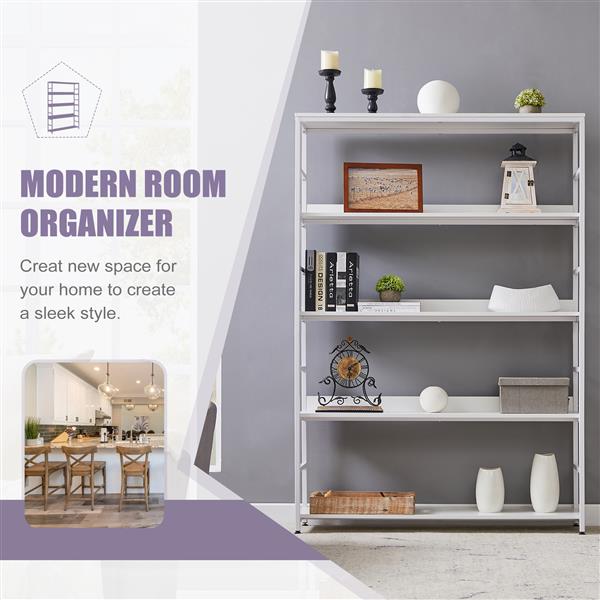 [VIDEO] 5-Tier Home Office Bookcase Open Bookshelf Storage Large 5 Shelf Bookshelf Furniture with Metal Frame, White