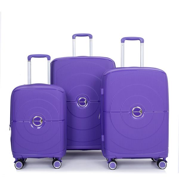 Expandable Hardshell Suitcase Double Spinner Wheels PP Luggage Sets Lightweight Durable Suitcase with TSA Lock,3-Piece Set (20/24/28) , Purple