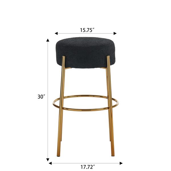 30" Tall, Round High Bar Stools, Set of 2 - Contemporary upholstered dining stools for kitchens, coffee shops and bar stores - Includes sturdy hardware support legs