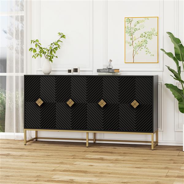 Carved 4 Door Sideboard ,Sideboard Buffet Cabinet With Storage ,Modern Coffee Bar Cabinet With  Adjustable Shelf For Living room,Diningroom,Kitchen