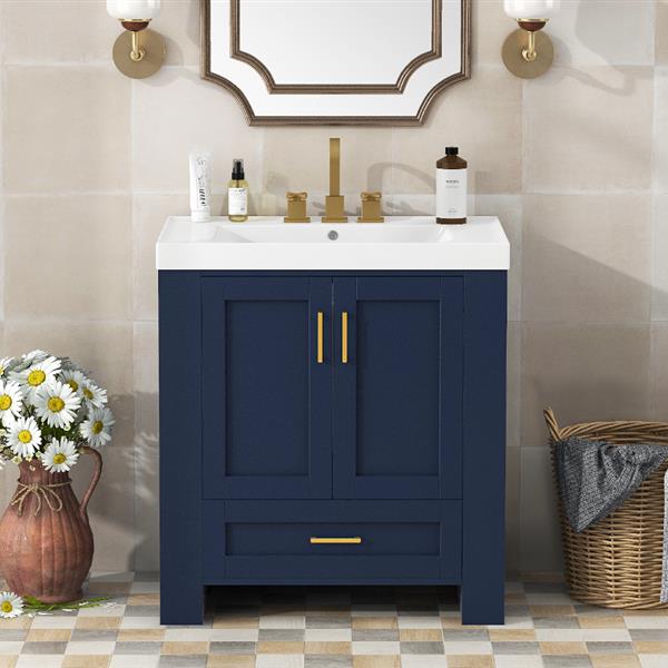 30'' Bathroom Vanity with Seperate Basin Sink, Modern Bathroom Storage Cabinet with Double-sided Storage Shelf,  Bathroom Vanity Cabinet with Single Sink