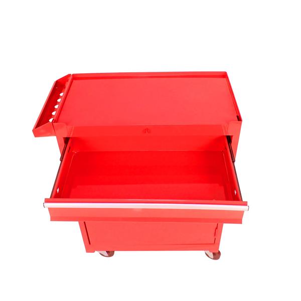 Detachable 5 Drawer Tool Chest with Bottom Cabinet and One Adjustable Shelf--Red