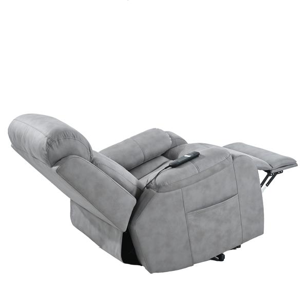 Electric Power Lift Recliner Chair for Elderly, Fabric Recliner Chair for Seniors, Home Theater Seating,Living Room Chair,Side Pocket, Remote Control,Light Gray