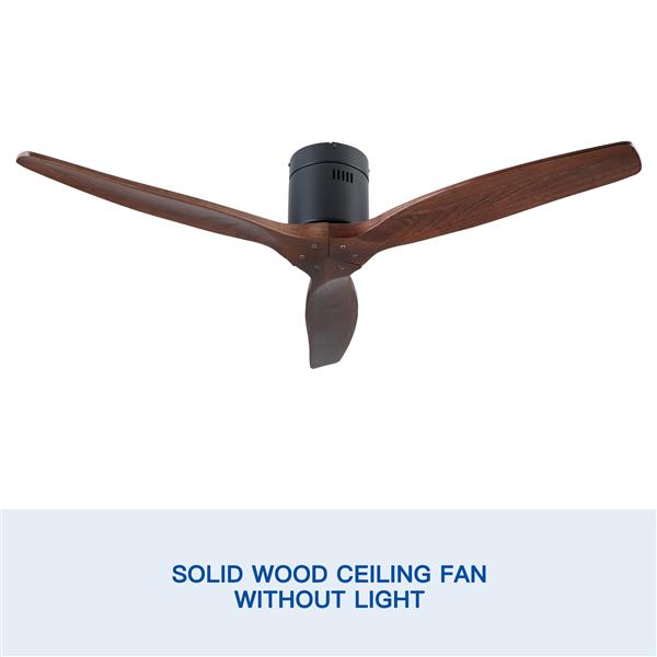 52 In.Solid Wood Blade Low Profile Ceiling Fan without Light