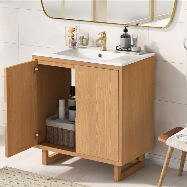 30" Bathroom vanity Set with Sink, Combo Cabinet, Bathroom Storage Cabinet, Solid Wood Frame