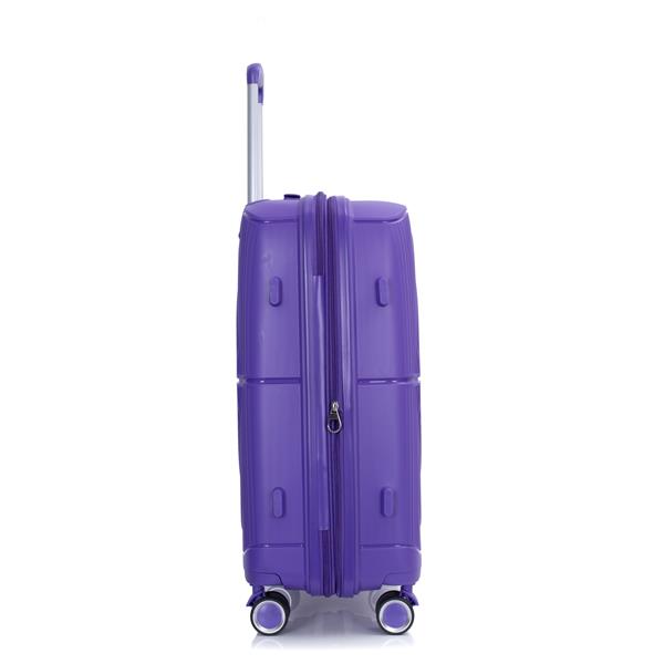 Expandable Hardshell Suitcase Double Spinner Wheels PP Luggage Sets Lightweight Durable Suitcase with TSA Lock,3-Piece Set (20/24/28) , Purple