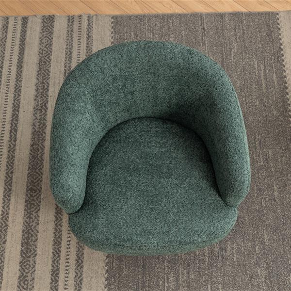 048-Chenille Fabric Swivel Chair With Gold Metal Round Base,Green