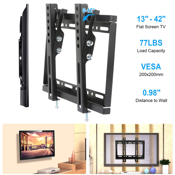 TV Wall Mount Bracket Tilt for 13"-42" LED/LCD/PLASMA Flat TV VESA 200x200mm