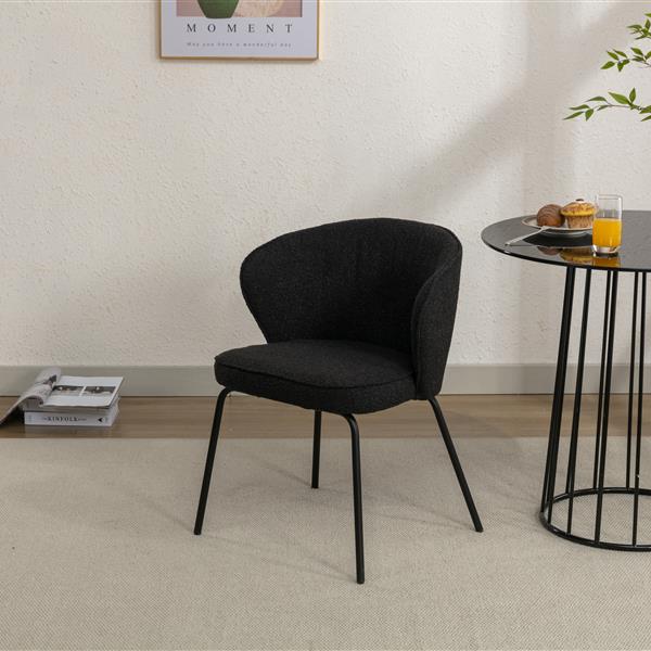 041-Set of 1 Fabric Dining Chair With Black Metal Legs,Black