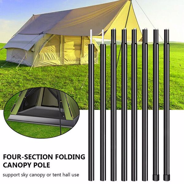 2x200cm Tent Poles Universal Telescopic Adjustable Steel Awning Canopy Tarp Pole