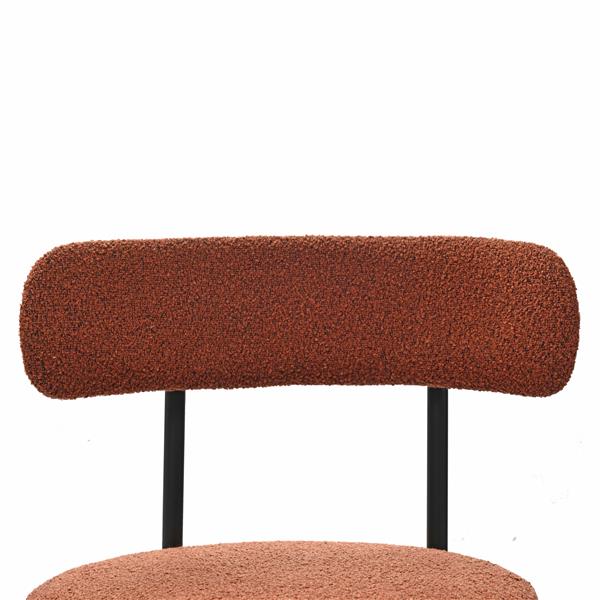 Brown Boucle Dining Chairs Set of 2,Mid-Century Modern Curved Backrest Chair,Round Upholstered Kitchen Chairs