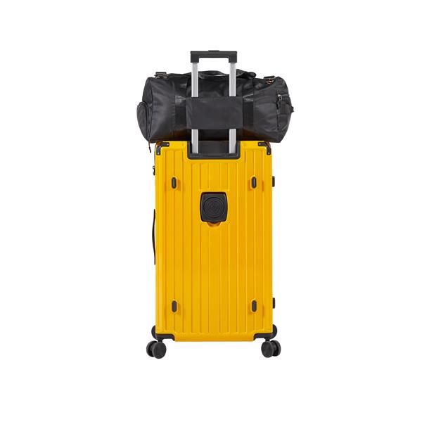 Luggage Set 4 pcs (20"/24"/29"/Travel Bag), PC+ABS Durable Lightweight Luggage with Collapsible Cup Holder, 360° Silent Spinner Wheels, TSA Lock, Yellow