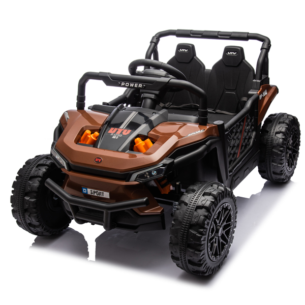 24V Kids Ride On UTV,Electric Toy For Kids w/Parents Remote Control,Four Wheel suspension,Low Start,Adjustable speed,Multimedia player,Early Education,Bluetooth,Rear storage space for kids aged 3+.