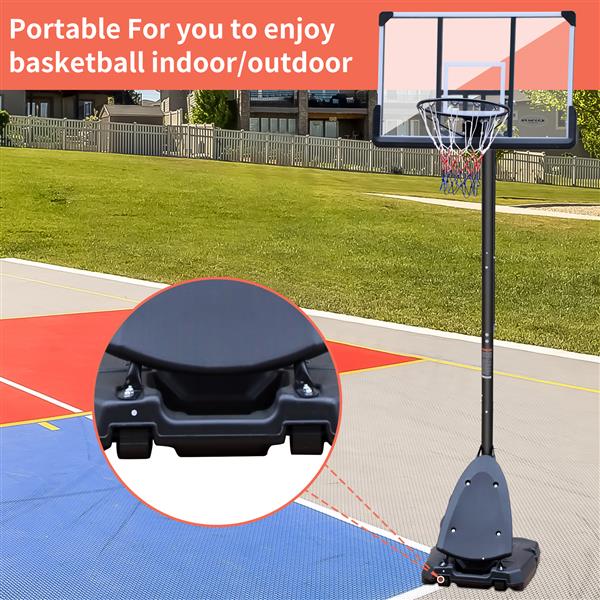 Height Adjustable 6 to 10ft Basketball Hoop 44 Inch Backboard Portable Basketball Goal System with Stable Base and Wheels, use for Outdoor