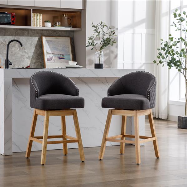 Bar Stools Set of 2 Counter Height Chairs with Footrest for Kitchen, Dining Room And 360 Degree Swivel