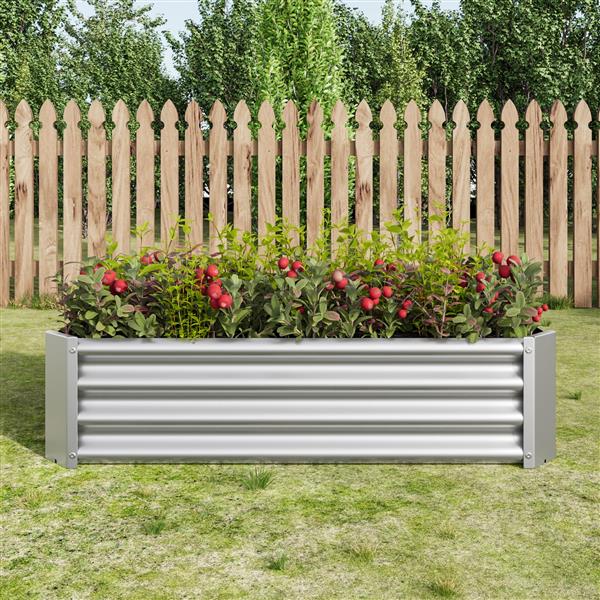 Metal Raised Garden Bed, Rectangle Raised Planter 4×2×1ft  for Flowers Plants, Vegetables Herb  Silver