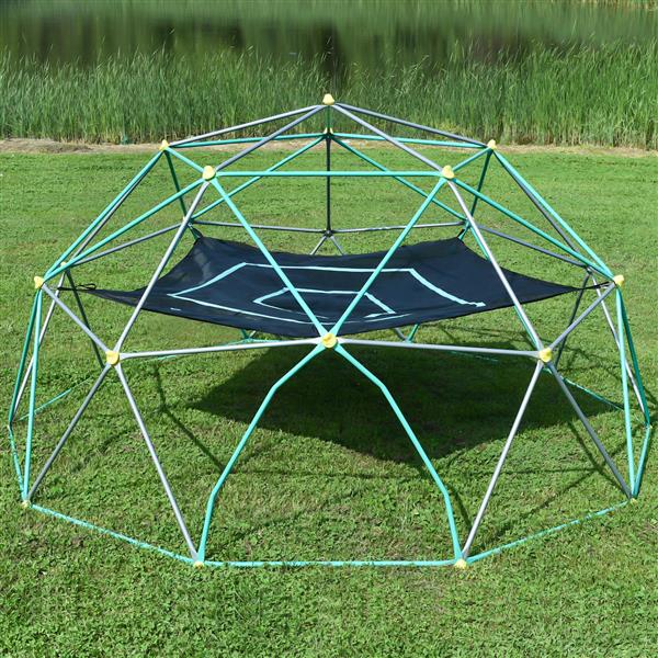 13ft Geometric Dome Climber Play Center, Kids Climbing Dome Tower with Hammock, Rust & UV Resistant Steel Supporting 1000 LBS