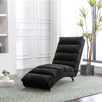 Linen Chaise Lounge Indoor Chair, Modern Long Lounger for Office or Living Room