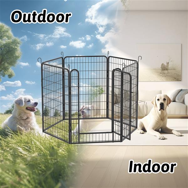 6 Panels Heavy Duty Metal Playpen with door,39.37"H Dog Fence Pet Exercise Pen for Outdoor, Indoor