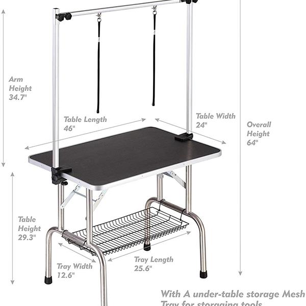 Professional Dog Pet Grooming Table Large Adjustable Heavy Duty Portable w/Arm & Noose & Mesh Tray