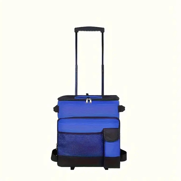 1pc Outdoor Large Capacity Cooler Bag, Insulation Bag, Folding Camping Cooler With Wheels, Insulated Large Food Storage Pack For Outdoor Travel, Fishing, Picnic, Beach, Travel, Water Container(Blue)