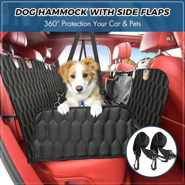 Dog rear seat cover, waterproof car seat protector with side wings, scratch resistant dog rear seat cover, durable anti slip dog hammock suitable for cars, trucks, and SUV