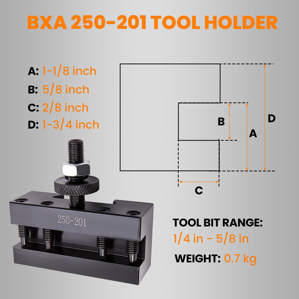 Quick Change Turning & Facing Lathe Tool Post Holder Set 5 PCS 250-201