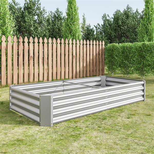 Raised Garden Bed Outdoor, 6×3×1ft , Metal Raised  Rectangle Planter Beds for Plants, Vegetables, and Flowers - Silver