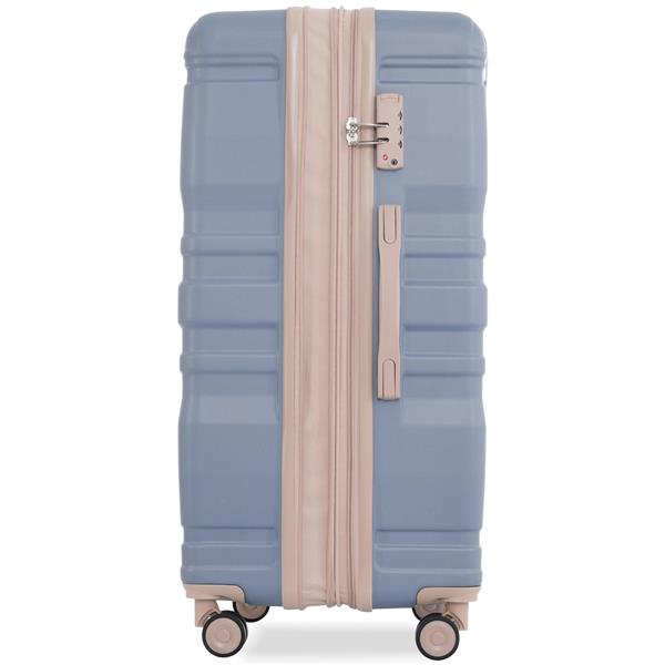 Luggage Sets New Model Expandable ABS Hardshell 3pcs Clearance Luggage Hardside Lightweight Durable Suitcase sets Spinner Wheels Suitcase with TSA Lock 20''24''28''(light blue and golden)