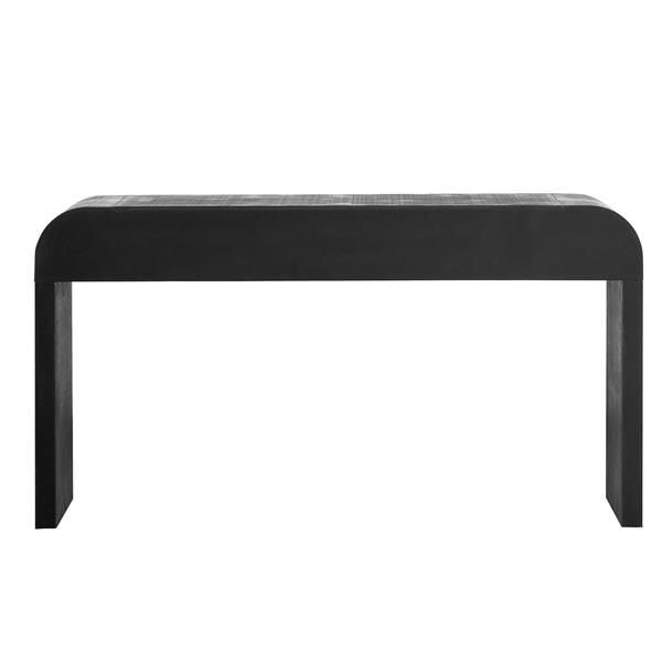 Unique Retro Silhouette Console Table with Open Style, Two Top Drawers for Entrance, Dinning Room, Living Room (Antique Black)