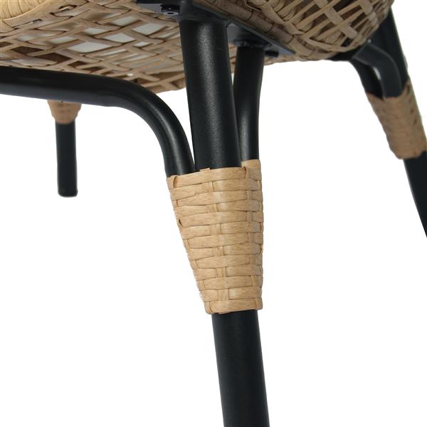 Patio PE Wicker Egg Chair Model 4 with Natural Color Rattan Beige Cushion and Side Table