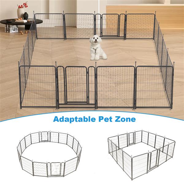 16 Panels Dog Playpen for outdoor,yard,camping,31.6"Height dog fence with 2 doors.