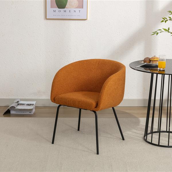 039-Set of 1 Fabric Dining Chair With Black Metal Legs,Ginger