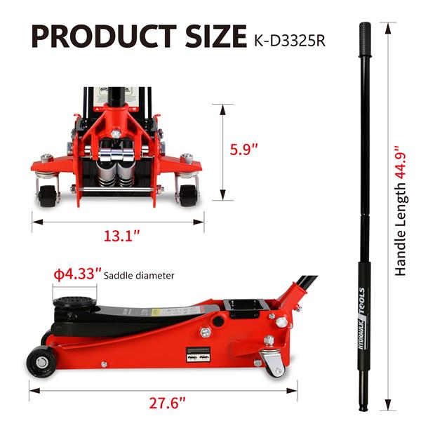 2.5 Ton Low Profile Floor Jack,Steel Racing Floor Jack with Dual PistonsQuick Lift Pump,Hydraulic floor jack  Lifting range 3.5"-19.5"