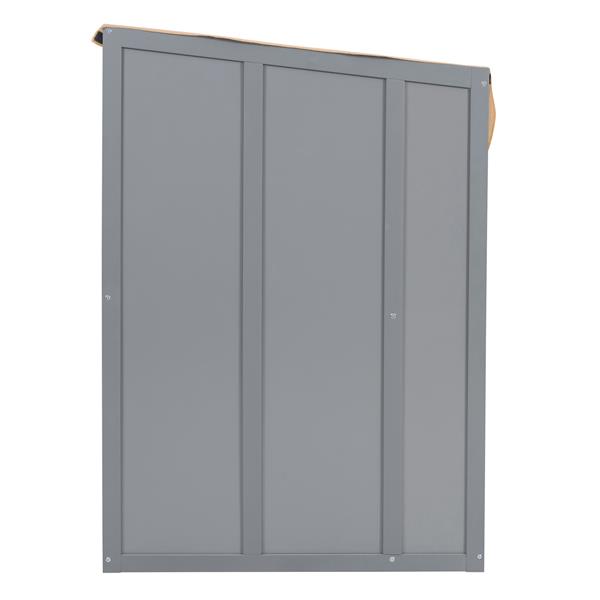 Twin size House Bed with Two Drawers and Wardrobe,Gray