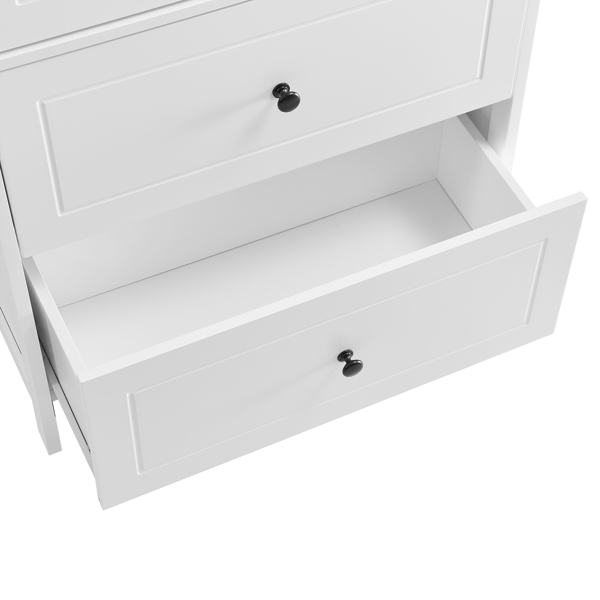 Bathroom Storage Cabinet, Cabinet with Two Doors and Drawers, Adjustable Shelf, MDF Board, White 