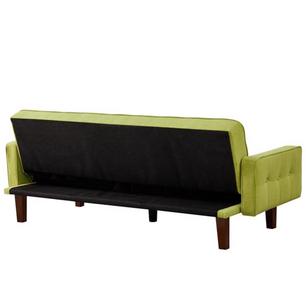 Green, Linen Futon Sofa Bed 73.62 Inch Fabric Upholstered Convertible Sofa Bed, Minimalist Style for Living Room, Bedroom.