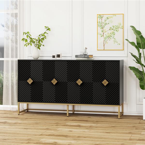 Carved 4 Door Sideboard ,Sideboard Buffet Cabinet With Storage ,Modern Coffee Bar Cabinet With  Adjustable Shelf For Living room,Diningroom,Kitchen