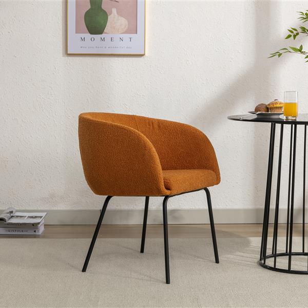 039-Set of 1 Fabric Dining Chair With Black Metal Legs,Ginger