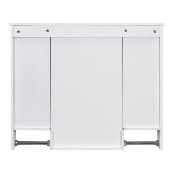 35'' x 28'' Modern Wall Mounted Bathroom Storage Cabinet, Bathroom Wall Cabinet with Mirror, Medicine Cabinet with Towels Bar