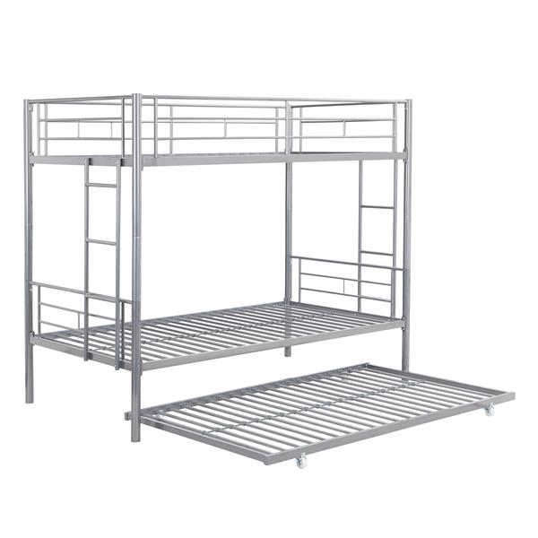 METAL BUNK BED WITH TRUNDLE  SILVER