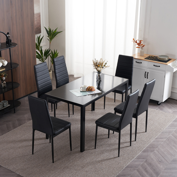 4pcs Elegant Assembled Stripping Texture High Backrest Dining Chairs Black（Replace encoding：13028198-18410366）