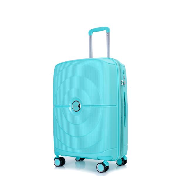 Expandable Hardshell Suitcase Double Spinner Wheels PP Luggage Sets Lightweight Durable Suitcase with TSA Lock,3-Piece Set (20/24/28) , Lake Blue