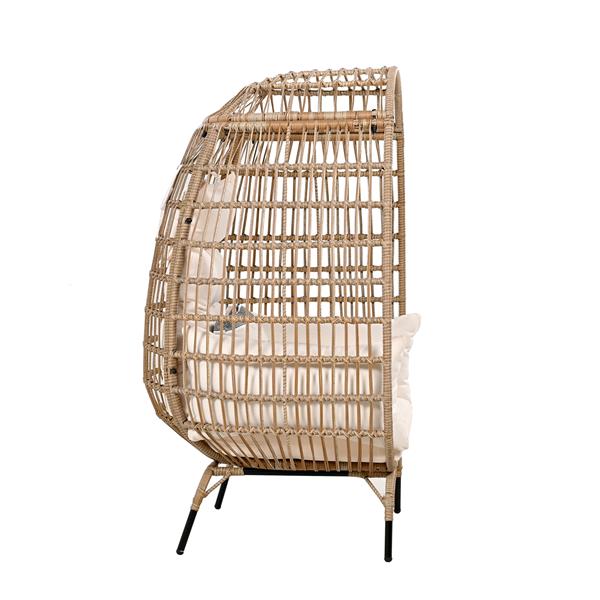 Rope Egg-shaped Chair with Removable Cushion, Suitable for Courtyard, Garden, Balcony.