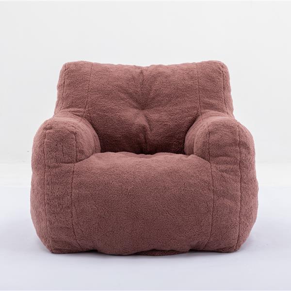 010-Soft Teddy Fabric Tufted Foam Bean Bag Chair With Teddy Fabric Bean Paste Red