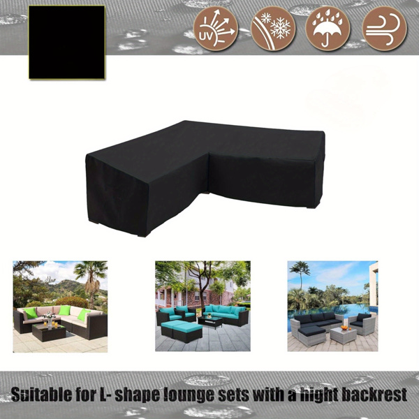 Outdoor sectional Cover, Waterproof Patio sectional Cover, Patio Sectional Couch Cover, Garden Lawn Patio Furniture Covers, Outdoor Couch Covers for Sectional Sofa(V-Shaped-106in*106in*35in, Black)