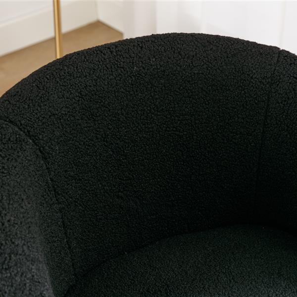 Teddy Fabric Swivel Armchair Barrel Chair With Black Powder Coating Metal Ring,Black