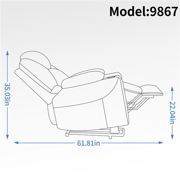 Up to 350 LBS Chenille Power Lift Recliner Chair, Heavy Duty Motion Mechanism with 8-Point Vibration Massage and Lumbar Heating, USB and Type-C Ports, Stainless Steel Cup Holders, Blue