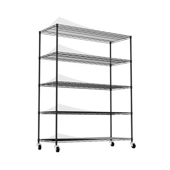 5-tier heavy-duty adjustable shelving and racking, 300 lbs. per wire shelf, with wheels and shelf liners, for warehouses, supermarkets, kitchens, etc. 59.45 \\"L × 24.02 \\"W × 71.65 \\"H,Black