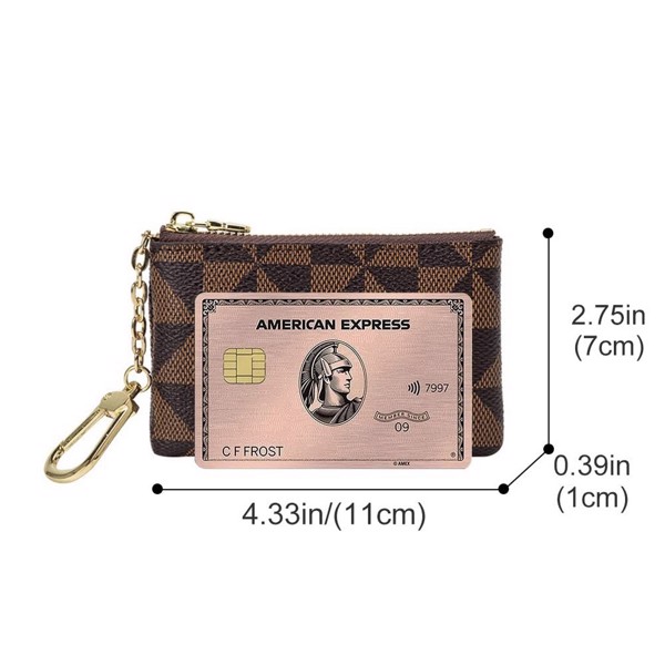 Coin Purse Change Mini Purse Wallet With Key Chain Ring Zipper for Men Women Fashionable Bag Key Chain Pendant Leather Classic Clutch Purse(Brown)